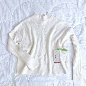 Cyrus - Cream knit faux turtleneck Sweater